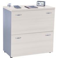 Armoire basse Trétris 2 tiroirs coloris gris/aluminium - Image principale