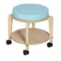 Tabouret adulte Lili T3 Assise bois/coussin bleu turquoise - Image principale