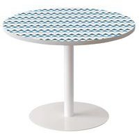 Guéridon Easy Office bas pied métal Ø 80 cm plateau Décor Bleu - Image principale