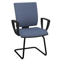 Fauteuil visiteur OPTIMA pied luge verni noir accoudoir fixe M1 Bleu - Image principale
