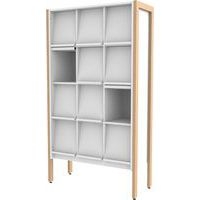 Présentoir à revues Ellipse 12 cases structure bois volets rouge 3027 - Image 6