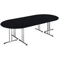Table Pliante Demi Rond Chromeline 140 Frêne noir pied Chromé - Image 3