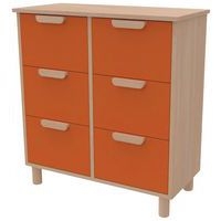 Meuble Filou 6 tiroirs sur pieds orange de Sienne - Image principale