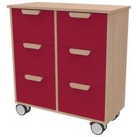 Meuble Filou 6 tiroirs sur roulettes rouge cerise - Image principale