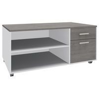 Console mobile Urbano 2 tiroirs 120x60 blanc/chêne gris - Image principale