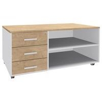 Console mobile Urbano 3 tiroirs 120x60 cm blanc/chêne clair - Image principale