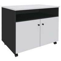 Desserte mobile 2 tablettes 2 portes blanc perle/anthracite - Image principale