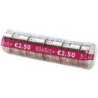 Lot de 100 Étui à monnaie en PET -  pièces 0,05 Euro 50 pcs/tube - Image principale