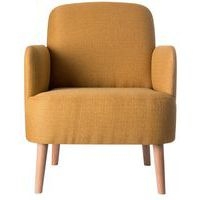 Fauteuil Duncan pied hêtre massif revêtement tissu polyester coloris Safran - Image 2