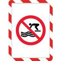 Lot de 2 cadre magneto securite magnetique A4 rouge/blanc - Image 2