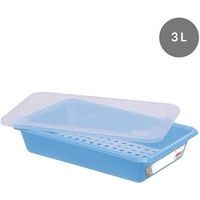 Bac plat HACCP avec couvercle et grille - GILAC, Coloris : Bleu - Image 3