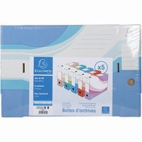 Set de 8 Lot 5 boites archive dos 80mm carton ondulé assorties - Image principale