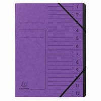 10 Trieur agrafé avec élastiques int. noir 12 compart. A4 Violet - Image principale