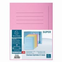 Lot de 50 Chemises imprimées 3 rabats SUPER 210 - 24x32cm-Rose - Image 3