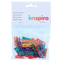 Lot de 45 pinces à linge en bois 25x3mm couleurs assorties - Image principale