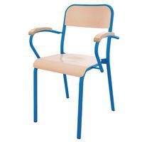 Fauteuil Trévise 4 pieds accotoirs hêtre - jaune - Image 2