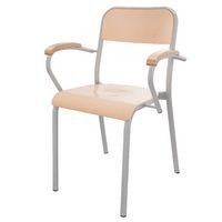 Fauteuil Trévise 4 pieds accotoirs hêtre - jaune - Image 4