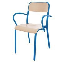 Fauteuil Trévise 4 pieds accotoirs tube - bleu - Image principale