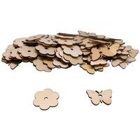 Lot de 100 formes en bois - fleurs et papillon - Image principale