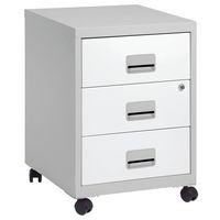 Caisson mobile métal 3 tiroirs Alu/Blanc - Image principale