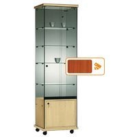 Vitrine Easy E5 - Avec armoire basse et éclairage socle Merisier - Image principale