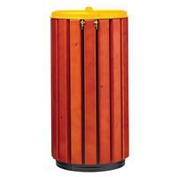 Poubelle Zeno protec 80L lattes bois couvercle jaune acier poudré-Rossignol Pro - Image 3
