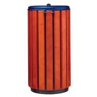 Poubelle Zeno Protec 80L lattes bois couvercle bleu acier poudré-Rossignol Pro - Image 3