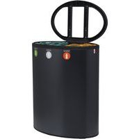 Poubelle tri sélectif Lune Binc 3flux couvercle ouvert Noir - Image 3