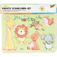 Ensemble 6 pochoirs zoo en plastique - Image principale