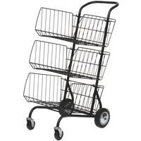 Chariot à courrier à roulettes avec 3 paniers amovibles - Image principale