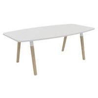 Table tonneau Dialogue 200 x 100 cm Blanc pied Hêtre - Image principale