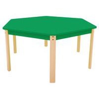 Table Ergo hexagonale T0 - vert/hêtre - Image principale