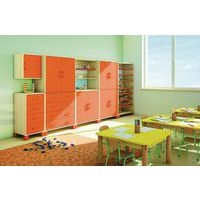 Bibliothèque haute Confetti avec pieds portes pleines à clé et tiroirs - Image 4