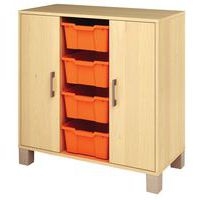 Meuble bas Confetti avec pieds - 4 bacs et portes bouleau/bouleau - Image principale