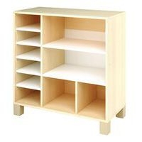 Meuble droit Confetti avec pieds étagères + cases bouleau/blanc - Image principale