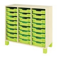 Meuble droit Confetti avec pieds et 24 bacs bouleau/vert - Image principale