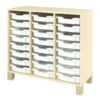 Meuble droit Confetti avec pieds et 24 bacs bouleau/blanc - Image principale