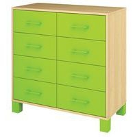 Armoire basse Confetti avec pieds et 8 tiroirs bouleau/vert - Image principale