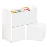 Bac à livres et poufs Confetti bouleau/blanc - Image principale
