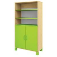 Bibliothèque Confetti avec pieds - étagères et 2 portes pleines - Image principale