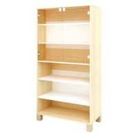 Bibliothèque Confetti avec pieds - étagères et 2 portes en verre à clé - Image principale