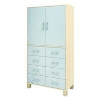 Bibliothèque haute Confetti avec pieds - portes pleines et tiroirs - Image principale