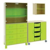 Bibliothèque Confetti avec pieds - étagères portes en verre et tiroirs - Image 3