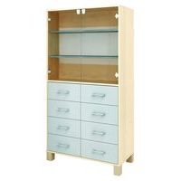 Bibliothèque Confetti avec pieds - étagères portes en verre et tiroirs - Image 4