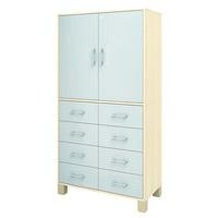 Bibliothèque haute Confetti avec pieds portes pleines à clé et tiroirs - Image 3