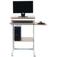 Poste informatique Twin 6820 plateau Hêtre structure Gris clair - Image 3