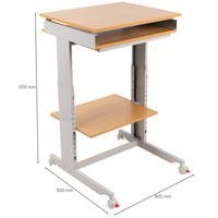 Poste informatique Twin 6820 plateau Hêtre structure Gris clair - Image 2