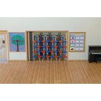 Table mobile ovale Solution  4 bancs 8 assises L153cm T3 Erable/vert olive - Image 2