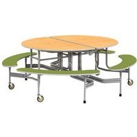 Table mobile ovale Solution  4 bancs 8 assises L153cm T3 Erable/vert olive - Image principale