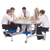 Table mobile ovale Solution  4 bancs 8 assises L153cm T3 Erable/vert olive - Image 5